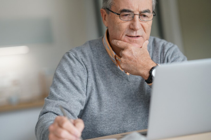 Older man at computer